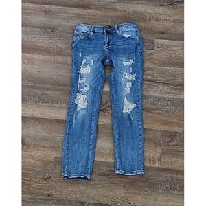 Bebe Jeans Blue Denim Distressed Stretch Skinny Pants Size 27